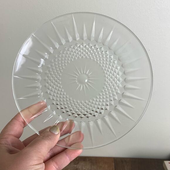 CRISTAL D'ARQUES-DURAND clear pressed blown glass Diamant plate made in USA - Picture 2 of 5